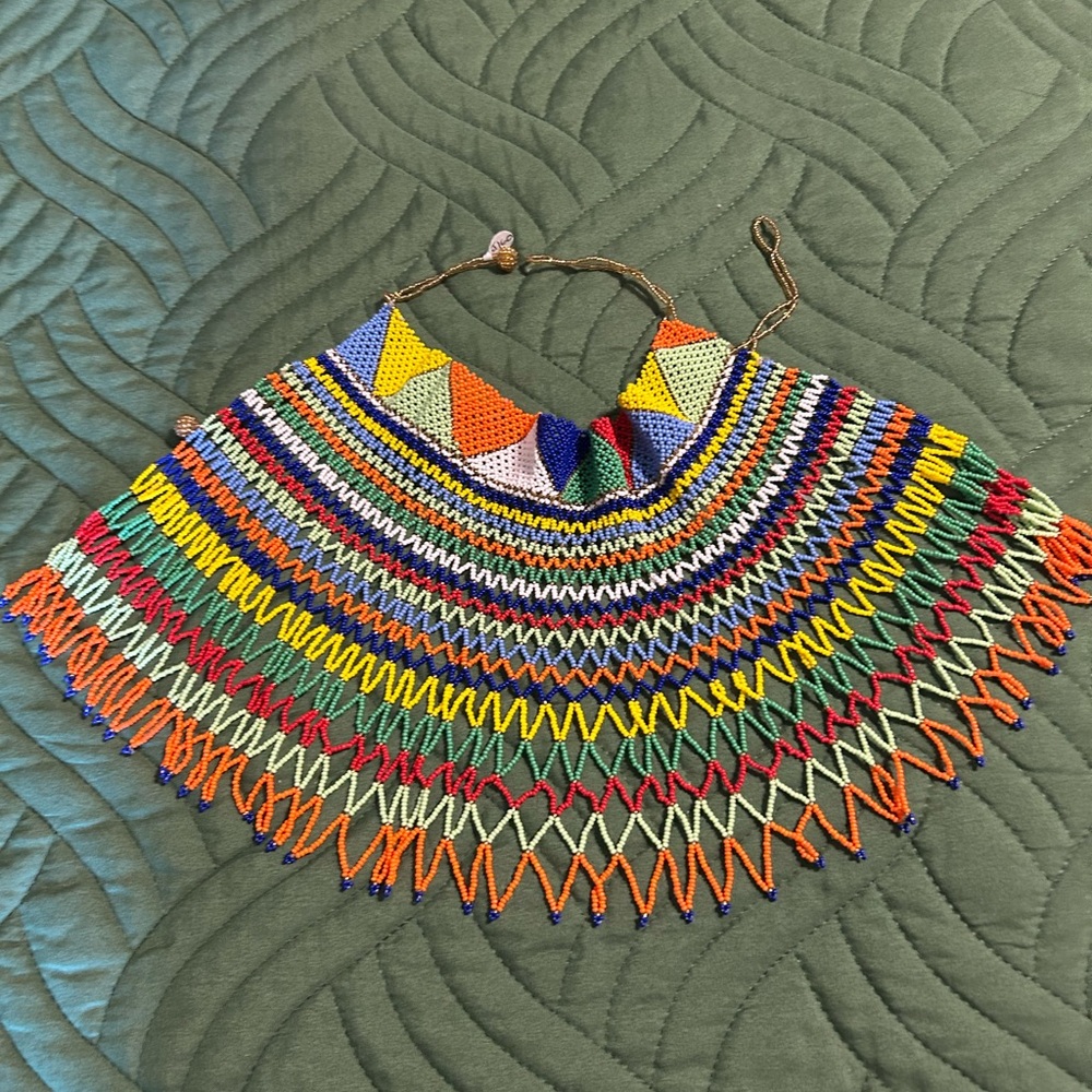 Handmade Multicolor Beaded Collar Necklace - Women Accessories